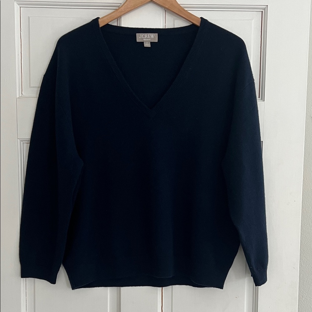 J. Crew Women's Navy V-Neck Sweater